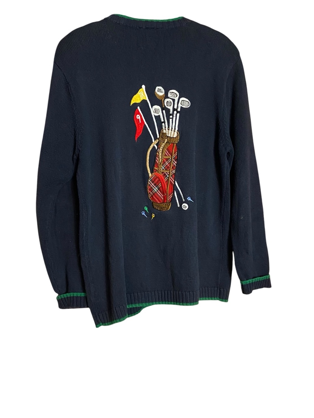 Talbots Petite Vintage Golf Cardigan Embroidered Navy Sz small - Picture 4 of 8
